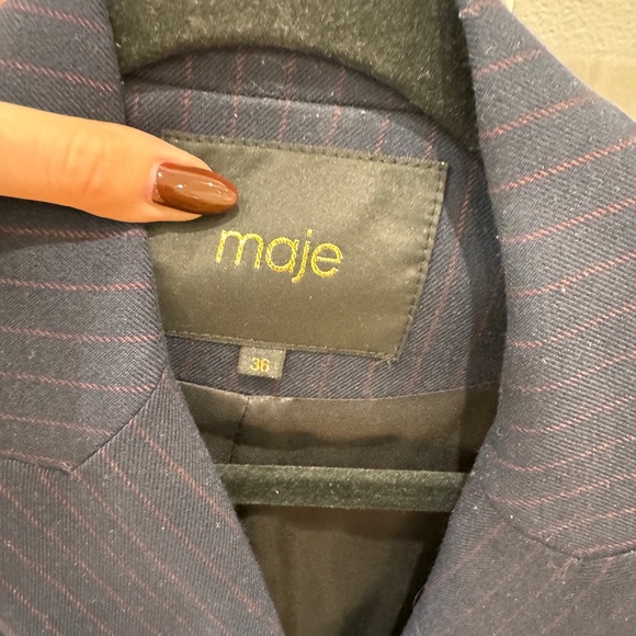 Maje navy and red pinstripe double breasted blazer - Picture 3 of 4